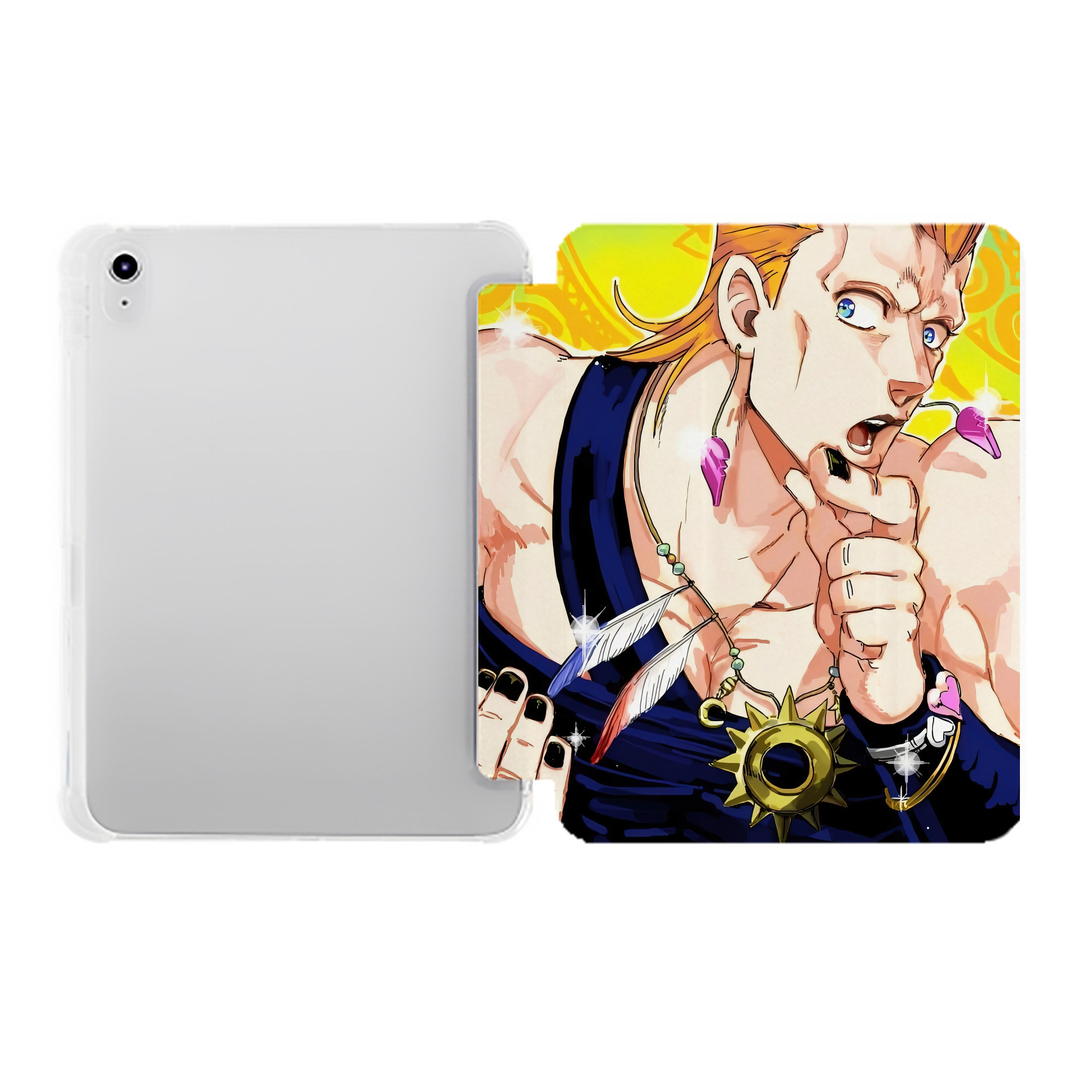 （画像用） ジョジョの奇妙な冒険 JoJo's Bizarre Adventure IPad ケース ペン収納付き 三つ折りスタンド PUレザー×シリコン 対応機種9.5/10.5/10.9インチ